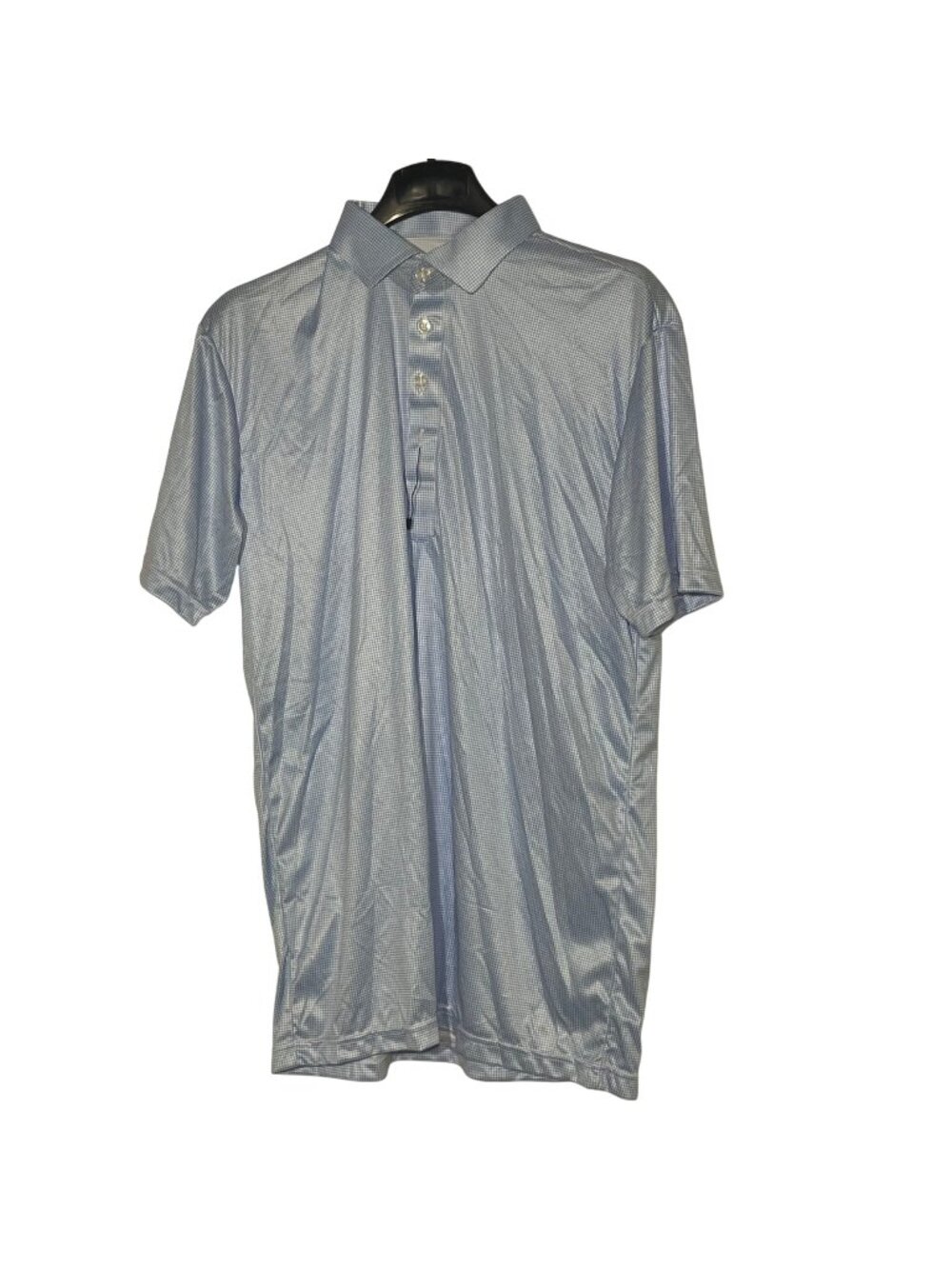 Collars & Co Semi-Spread Collar Polo Short Sleeve Sz XL TALL Blue Houndstooth